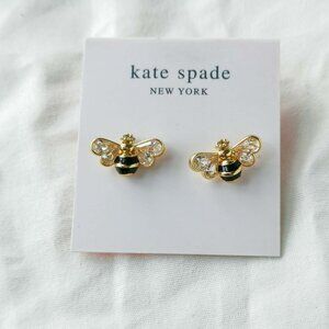 Kate Spade all abuzz stone bee black Gold stud earrings